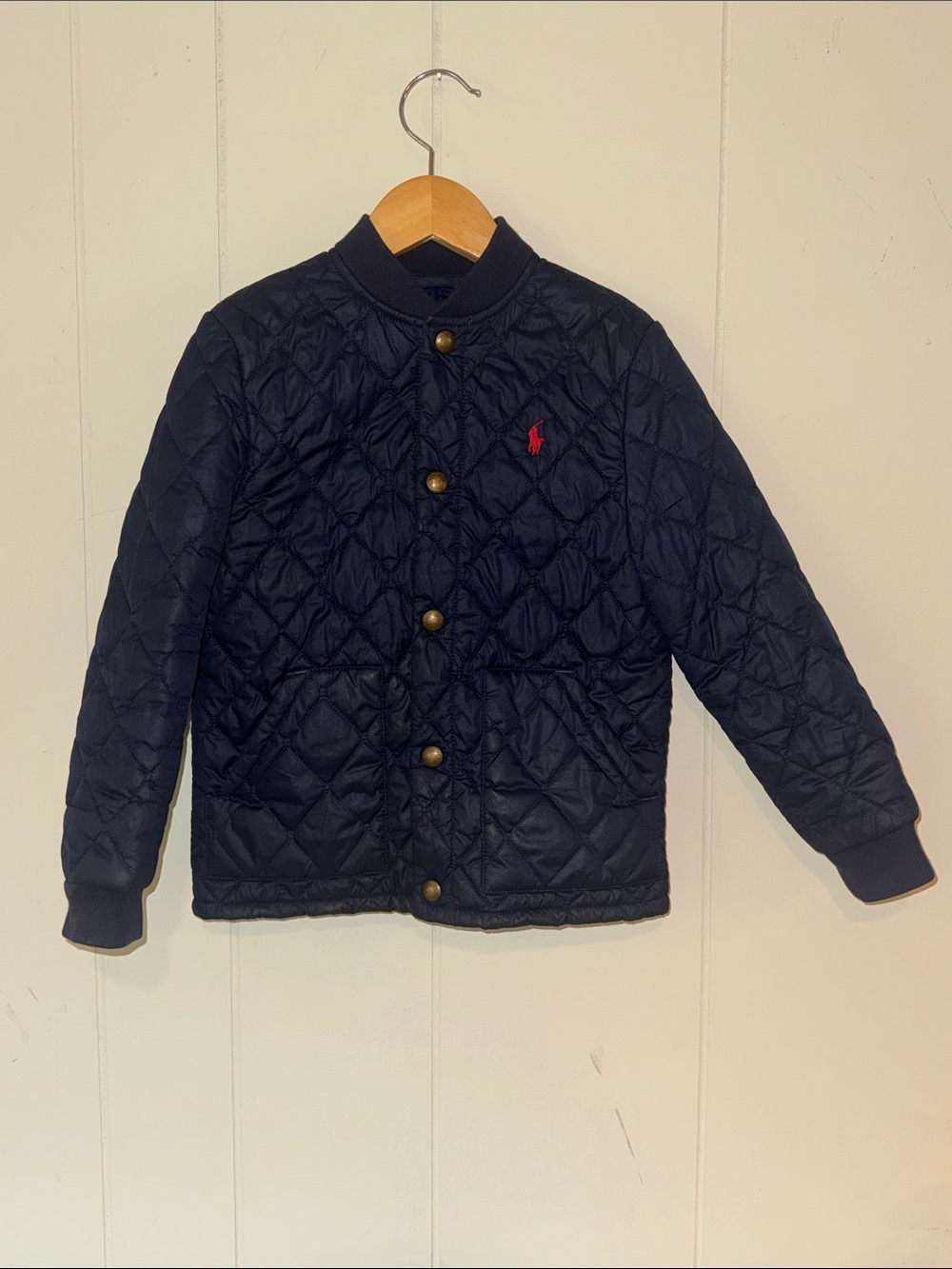 Polo by Ralph Lauren Navy Quilted Puffer Jacket with Red Pony